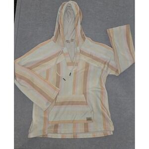 Roxy Pink Colorful Striped Relaxed Hooded Beach Long Sleeve Hoodie Youth L/12